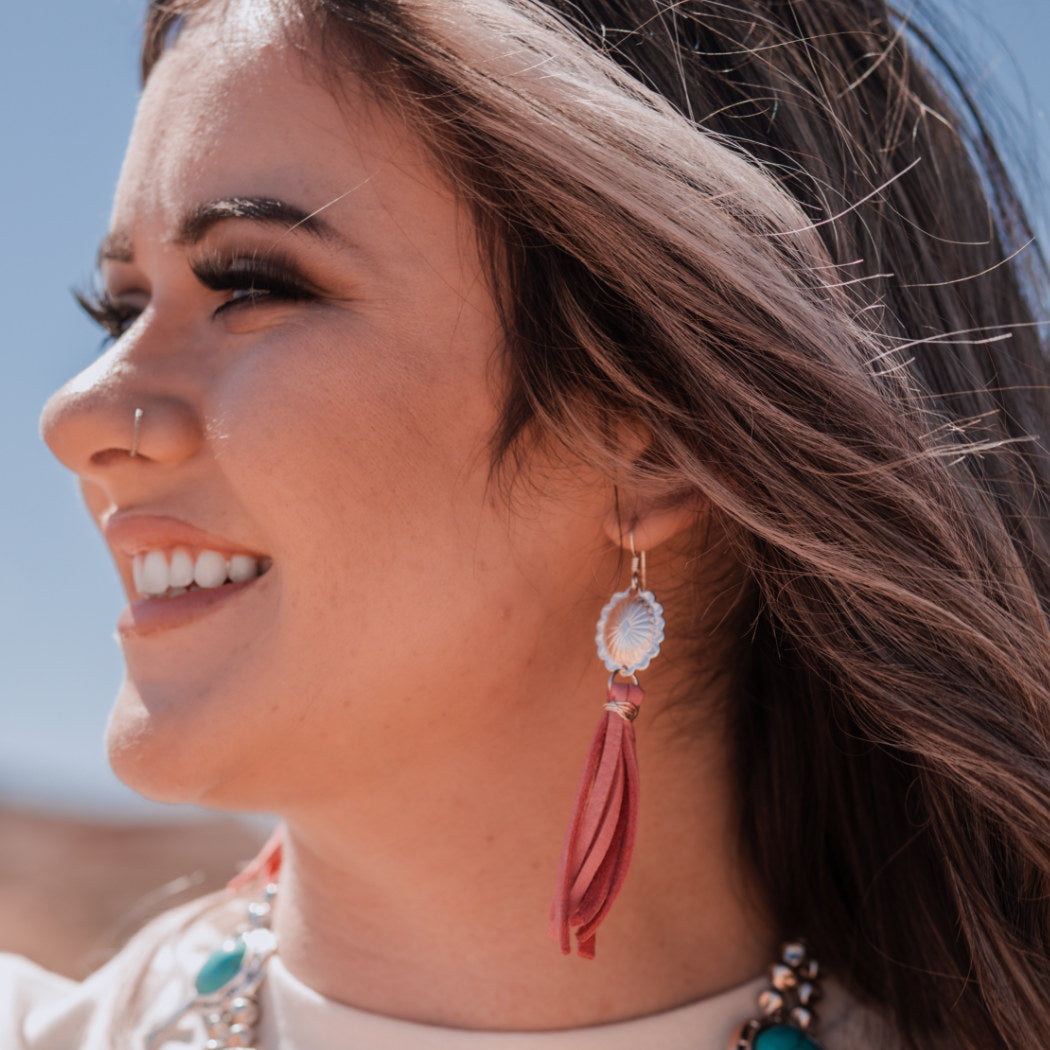 Concho and Leather Fringe Earrings | Buckaroo Bling