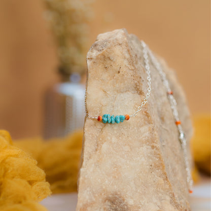 Sterling silver necklace with turquoise and spiny oyster