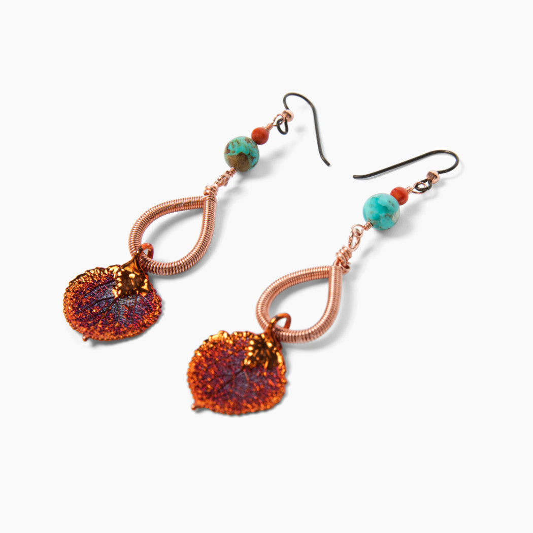 Aspen Leaf Earrings copper