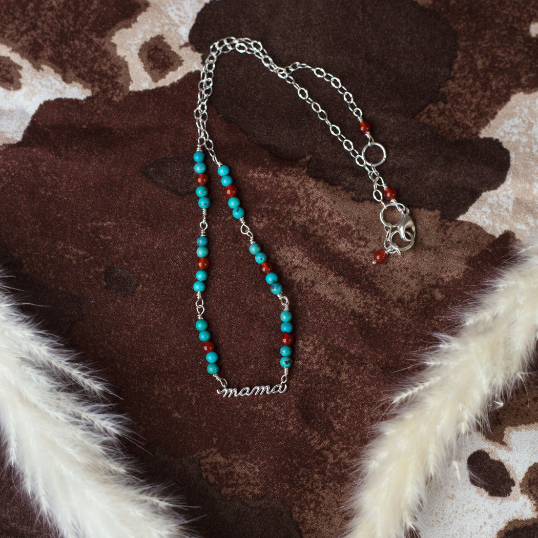 Mama sterling necklace with turquoise