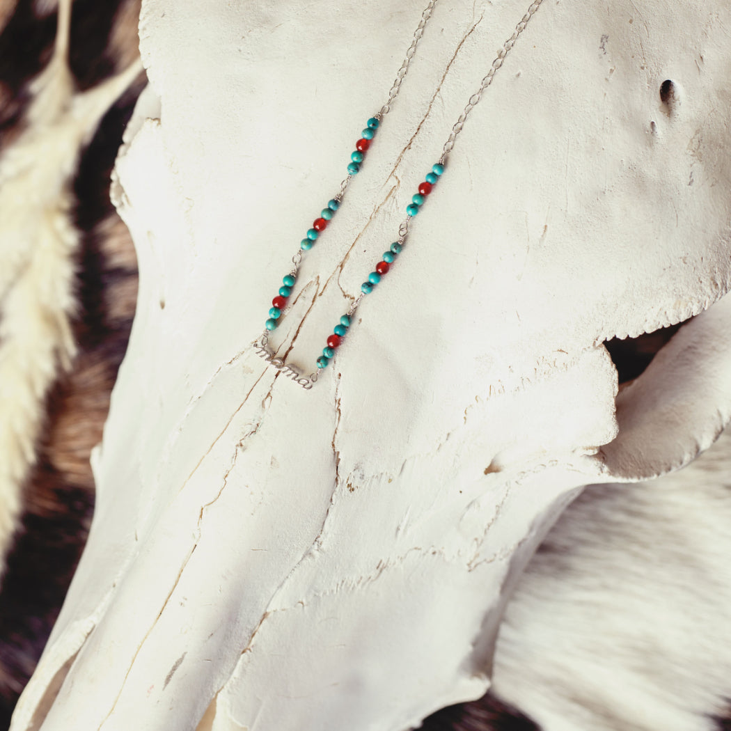 Mama silver necklace with turquoise
