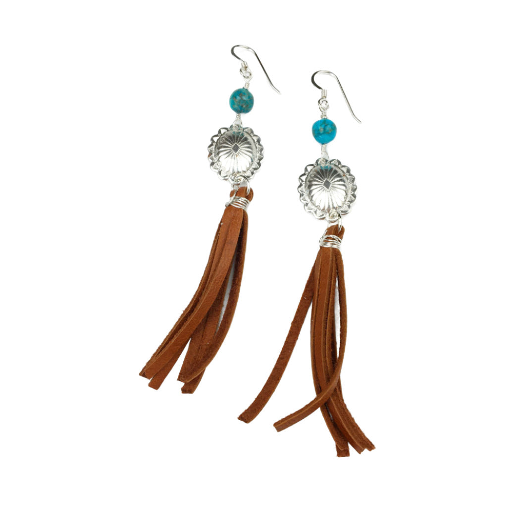 Concho earrings with turquoise - color sparrow