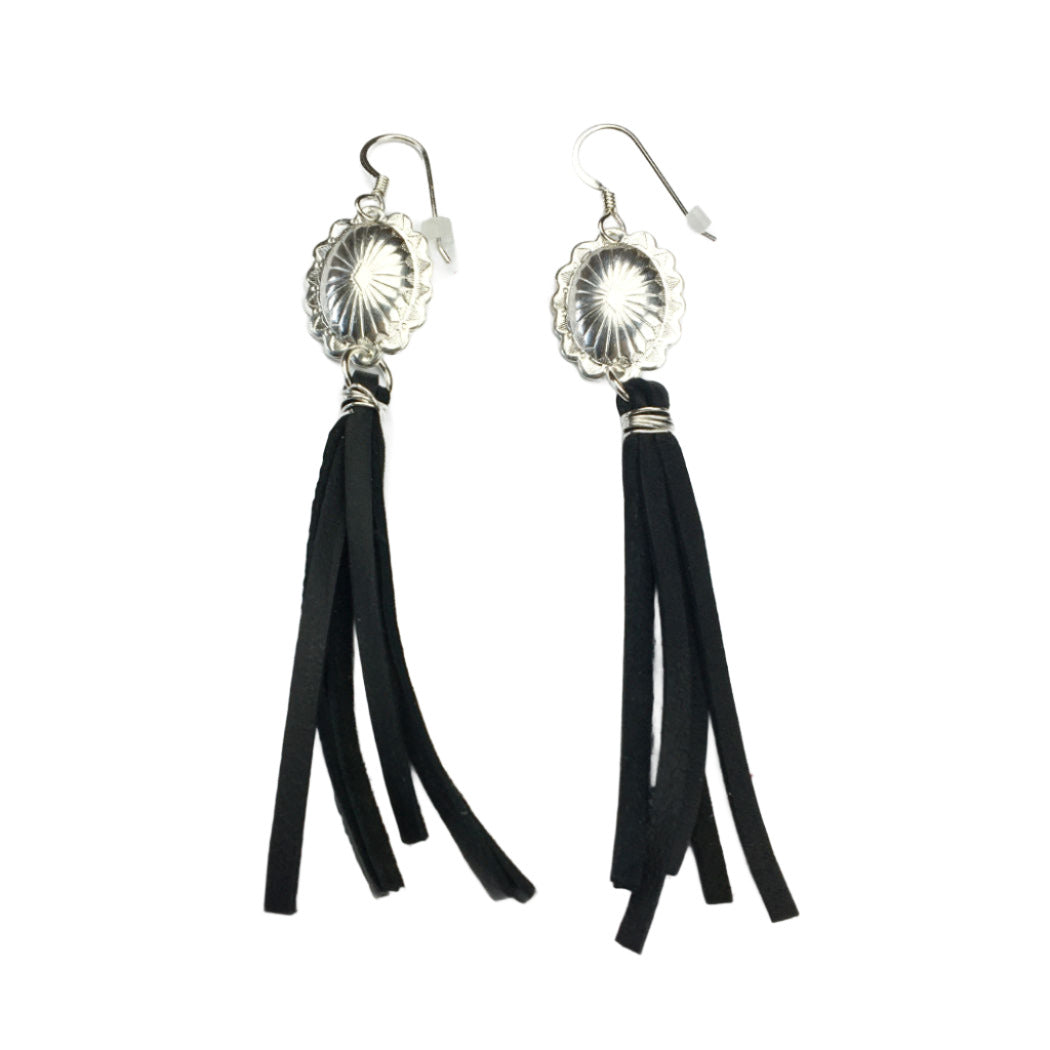 Fringed Leather and Concho Earrings with Choice of Conchos